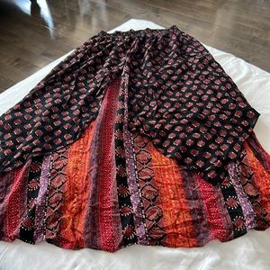 Carole Little vintage boho maxi skirt & blouse. Asymmetrical. Layered. 16.